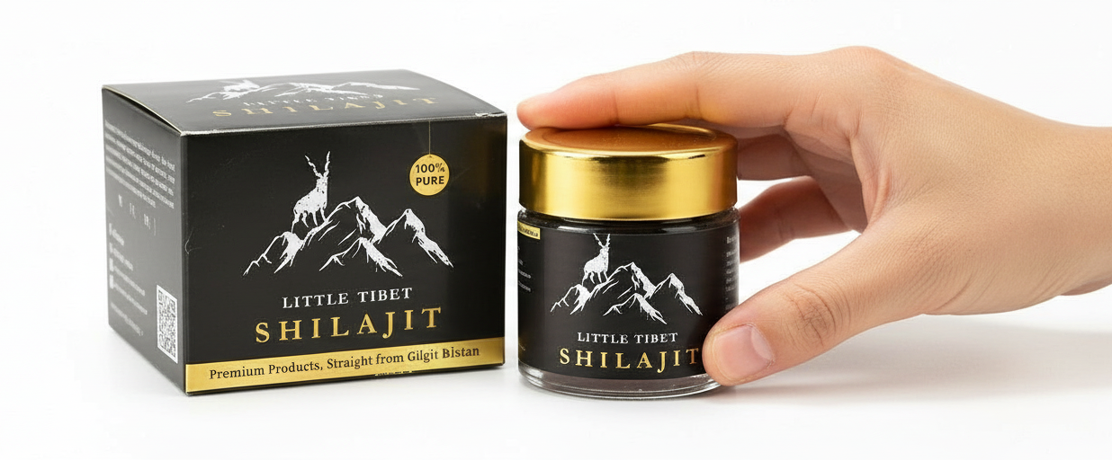 Little Tibet Shilajit - Hand Holding Jar with Box